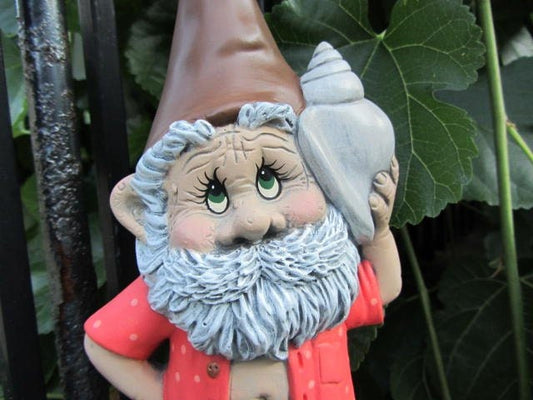 Seashell Beach Gnome Figurine | Summertime Coastal Decor | Cute Sandals Conch Gonk | Lake Cottage Gift