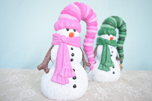 Ceramic Snowman with cute stocking hat - blue snowman - snowman with stick arms - snowman with scarf - cute snowman - Winter Decor