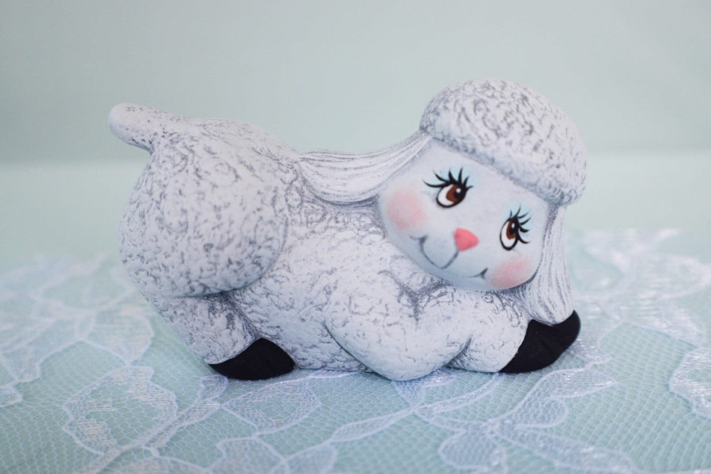 Adorable Ceramic Lamb Figurine: Spring Decor, Farm Animal Collectible, Baby Shower Gift, Kids Room Decoration