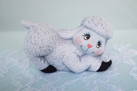 Adorable Ceramic Lamb Figurine: Spring Decor, Farm Animal Collectible, Baby Shower Gift, Kids Room Decoration