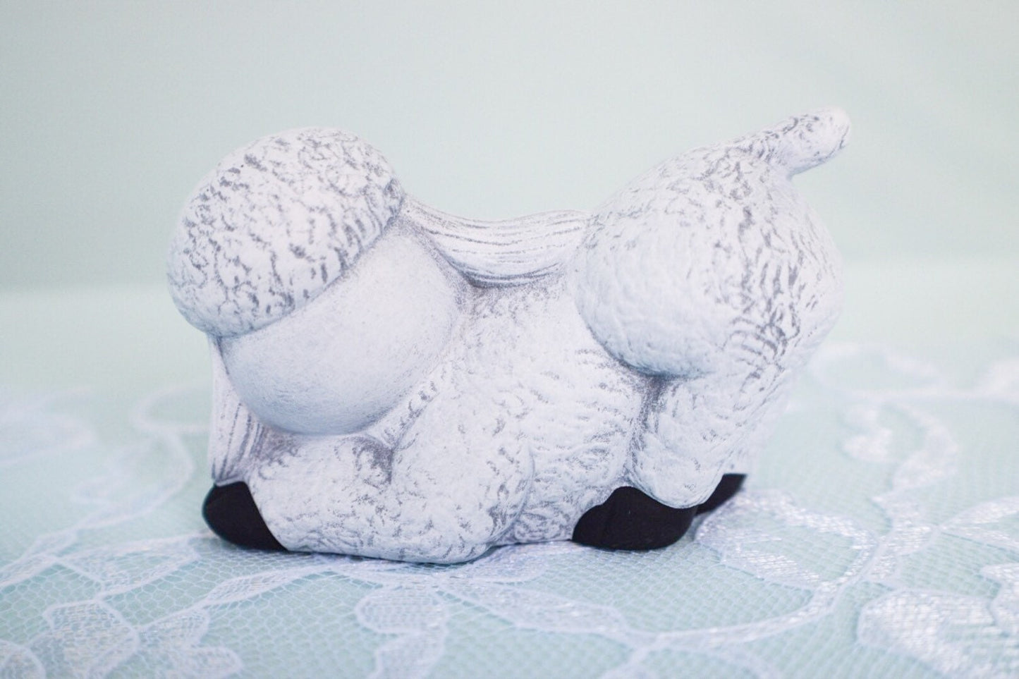Adorable Ceramic Lamb Figurine: Spring Decor, Farm Animal Collectible, Baby Shower Gift, Kids Room Decoration