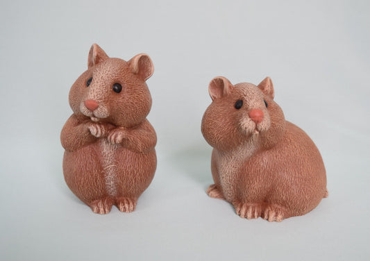 Ceramic Hamsters - Cute hamster pair - Wedding cake topper - yard art -  gerbils - ceramic animal - critters - boy and girl hamsters -