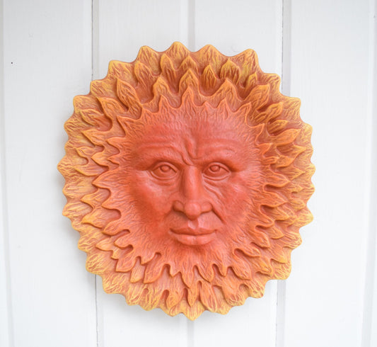 Sun Face Plaque | God of the Sun Fence Hanger | Ceramic Sun Wall Art | Yard Art | Father's Day Gift Idea | Zen Garden Fence Art