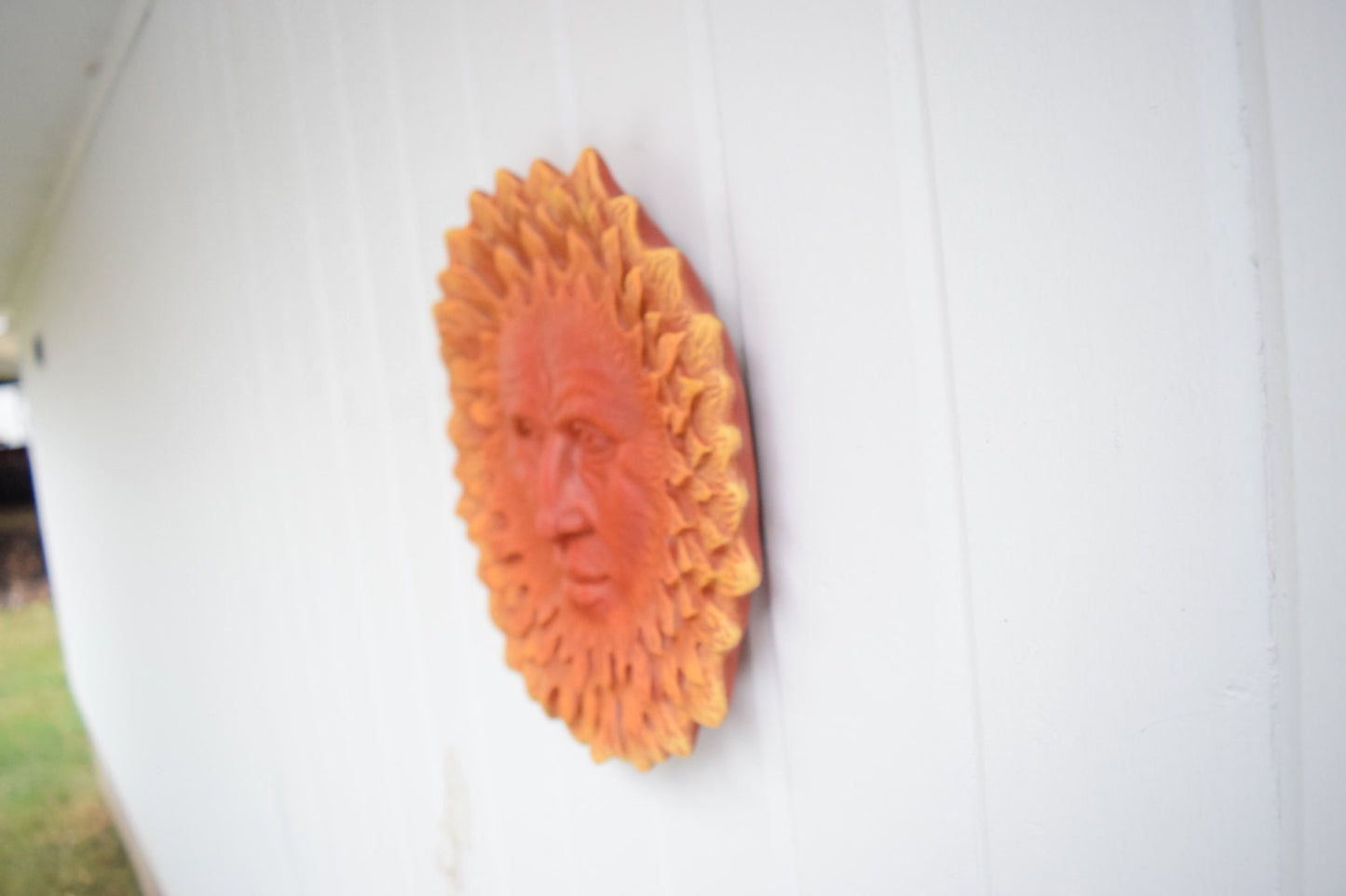 Sun Face Plaque | God of the Sun Fence Hanger | Ceramic Sun Wall Art | Yard Art | Father's Day Gift Idea | Zen Garden Fence Art