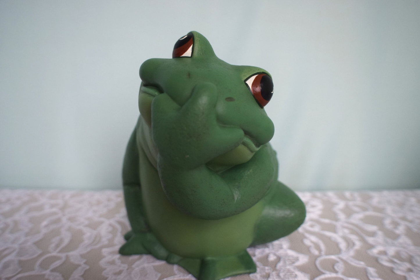 Speak No Evil Frog - Yard Art Frog - Patio Decor- Gardening Decor - Cute Ceramic Frog - Frog with warts - Quiet Frog - Set of three