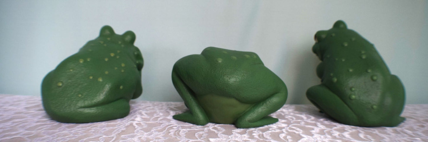 Speak No Evil Frog - Yard Art Frog - Patio Decor- Gardening Decor - Cute Ceramic Frog - Frog with warts - Quiet Frog - Set of three