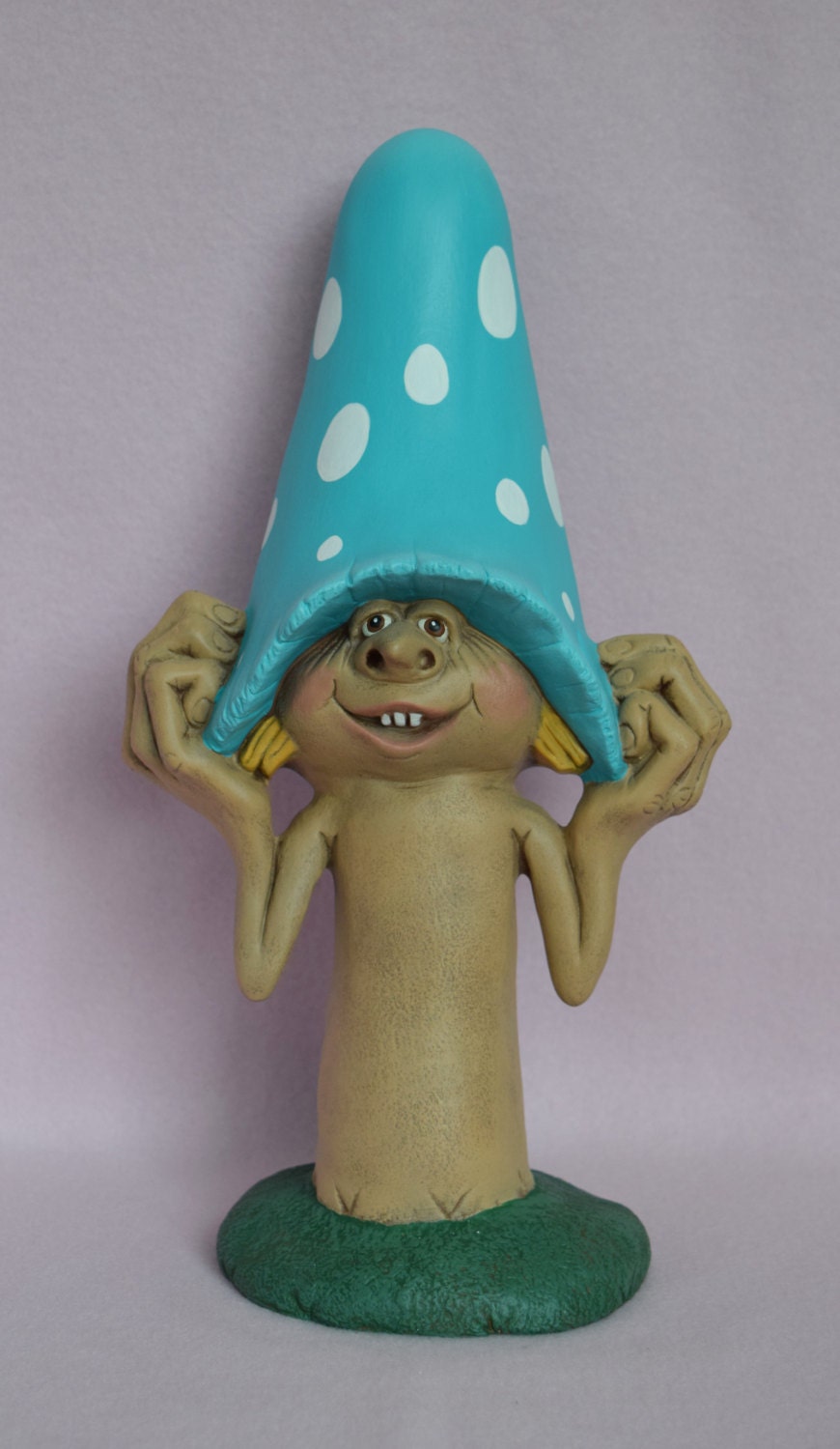 Mushroom Yard Art - Garden Decor Mushroom - Funny Mushroom Man - Mushroom With Polka Dots - Garden Decor - Blue Mushroom -Ready to ship gift