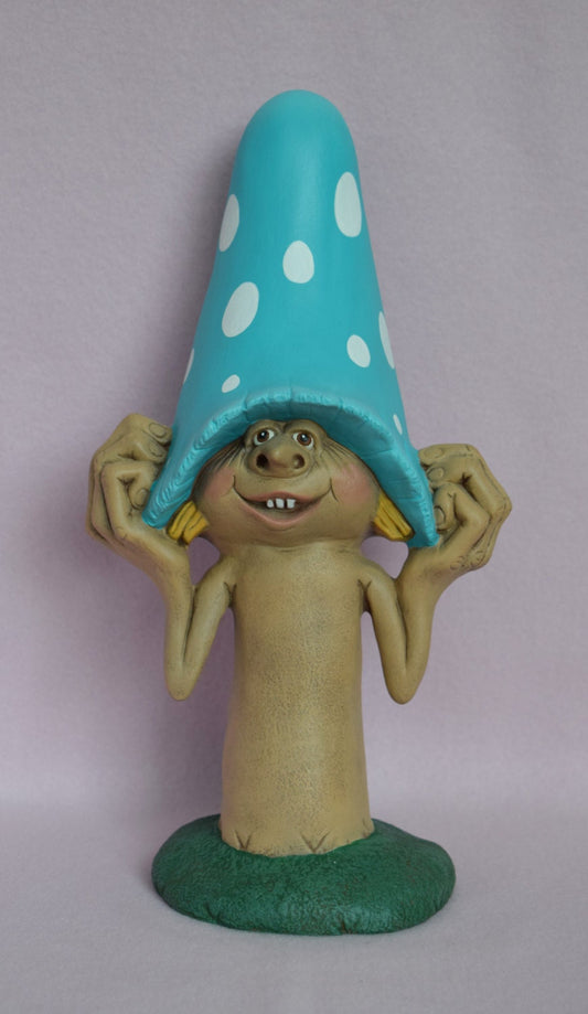 Mushroom Yard Art - Garden Decor Mushroom - Funny Mushroom Man - Mushroom With Polka Dots - Garden Decor - Blue Mushroom -Ready to ship gift