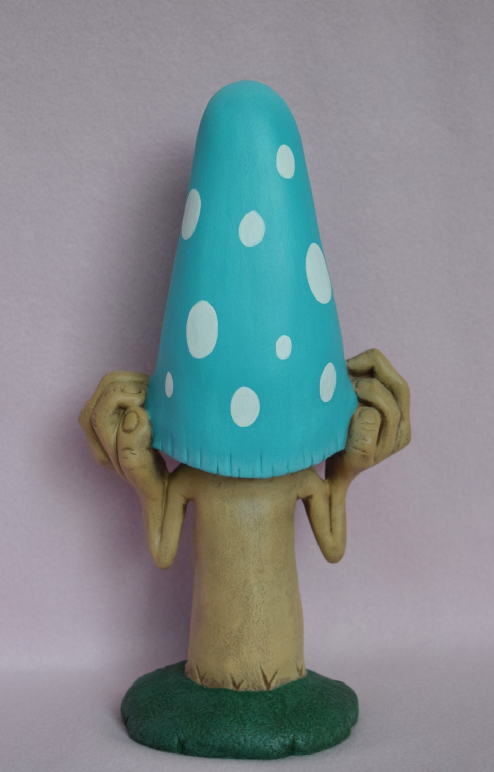 Mushroom Yard Art - Garden Decor Mushroom - Funny Mushroom Man - Mushroom With Polka Dots - Garden Decor - Blue Mushroom -Ready to ship gift