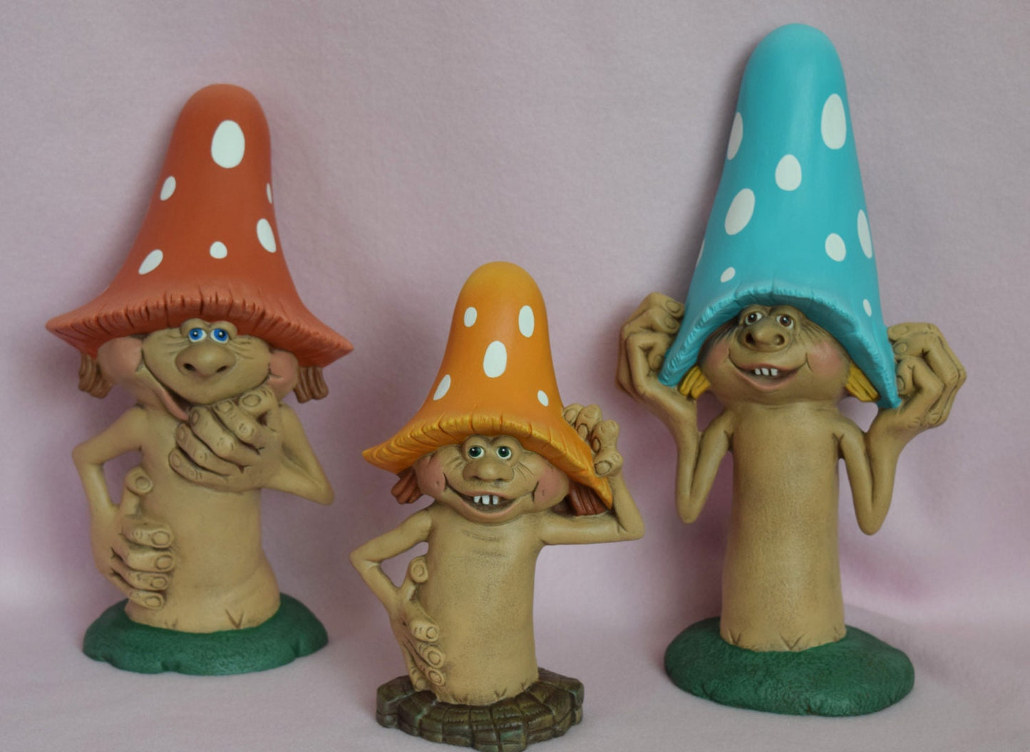 Mushroom Yard Art - Garden Decor Mushroom - Funny Mushroom Man - Mushroom With Polka Dots - Garden Decor - Blue Mushroom -Ready to ship gift