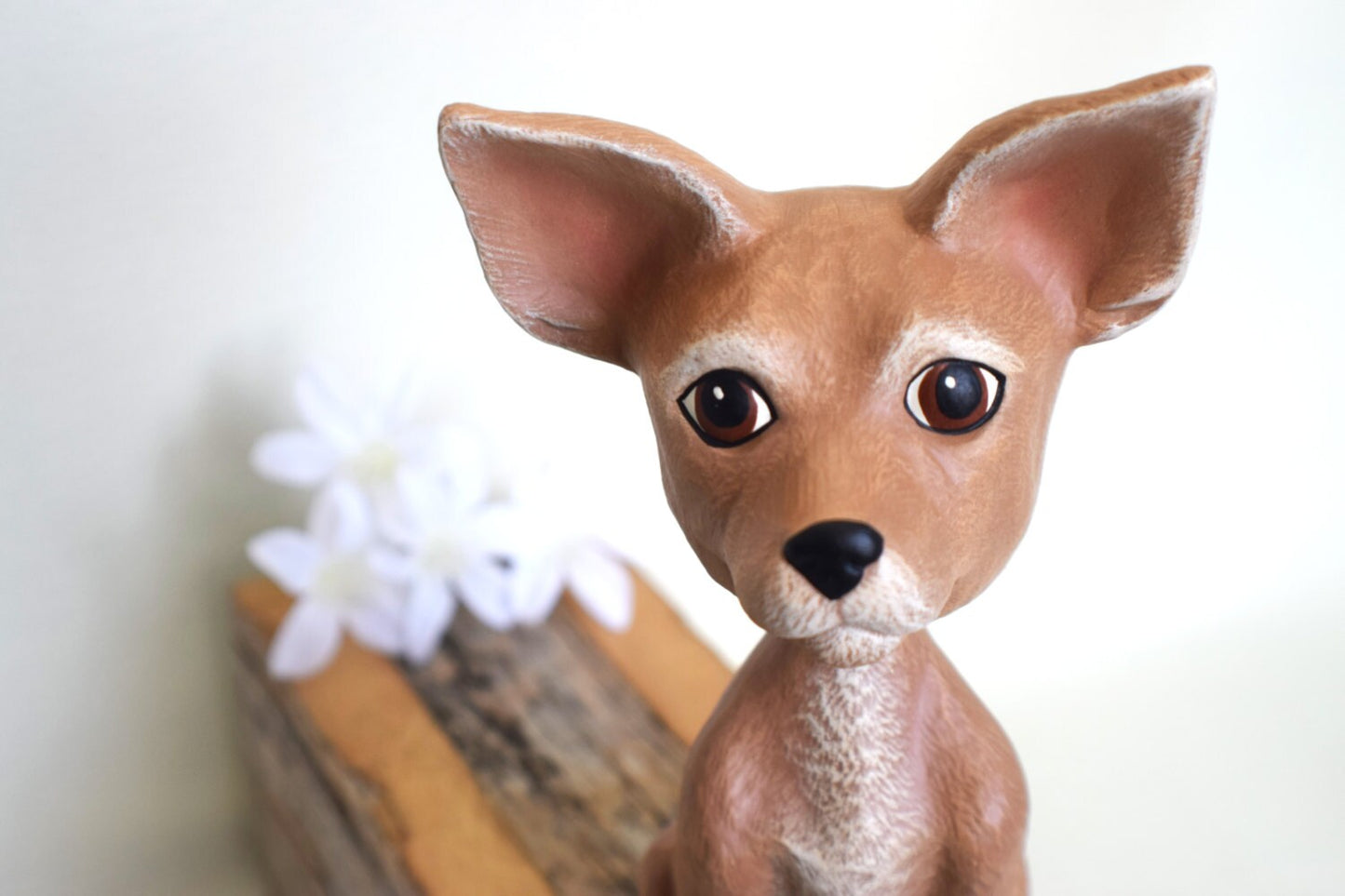 Bobble Head Chihuahua - Fine Art Ceramics - Chihuahua lovers decor - Hand Painted Art - Gift For Her - Gift For Him - Summer Garden Decor