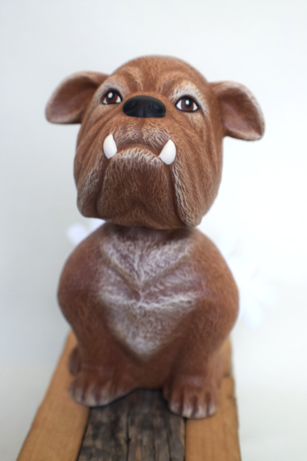 Ceramic Bull Dog Bobblehead | Bobblehead Baby Shower Gift | Bulldog Nursery Decor | Bobble Head Baby Room Puppy |