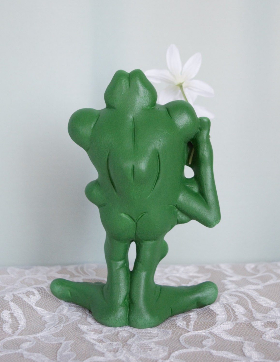 Ceramic Frog - Frog Holding Flower - Flower Frog - Spring Decor - Happy Frog - Silly Frog - Spring Flower Frog - Frog Flower holder