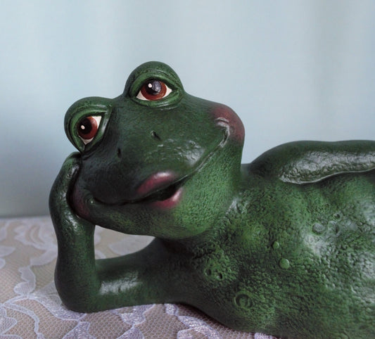 Funny Ceramic Frog Figurine | Frog Garden Decoration | Outdoor Frog Decor | Vintage Decor