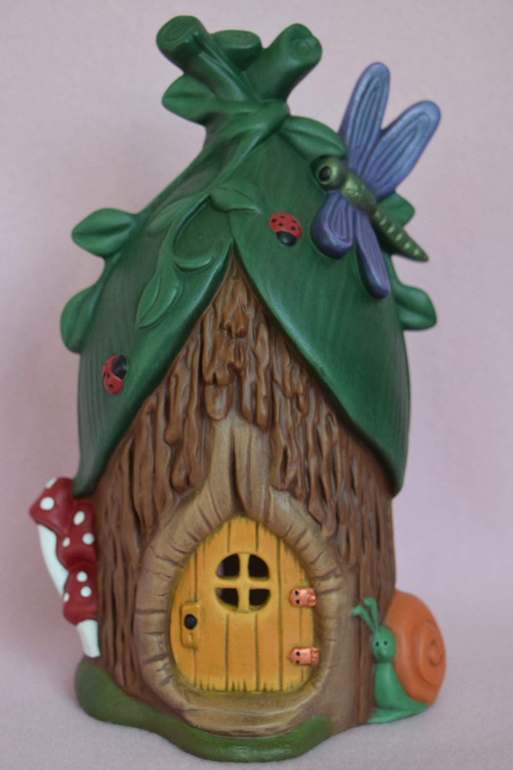 RESERVED for alexahcoon - Unpainted Ceramic Fairy Dragonfly House: DIY Garden Art Project for Crafters & Painters - Teresa's Ceramics