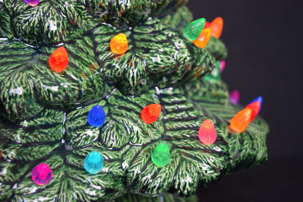 RESERVED for Janice - Ceramic Christmas Tree - Spruce Tree with snow - Extra Large 16 inch - Christmas Decor - Lighted Christmas tree