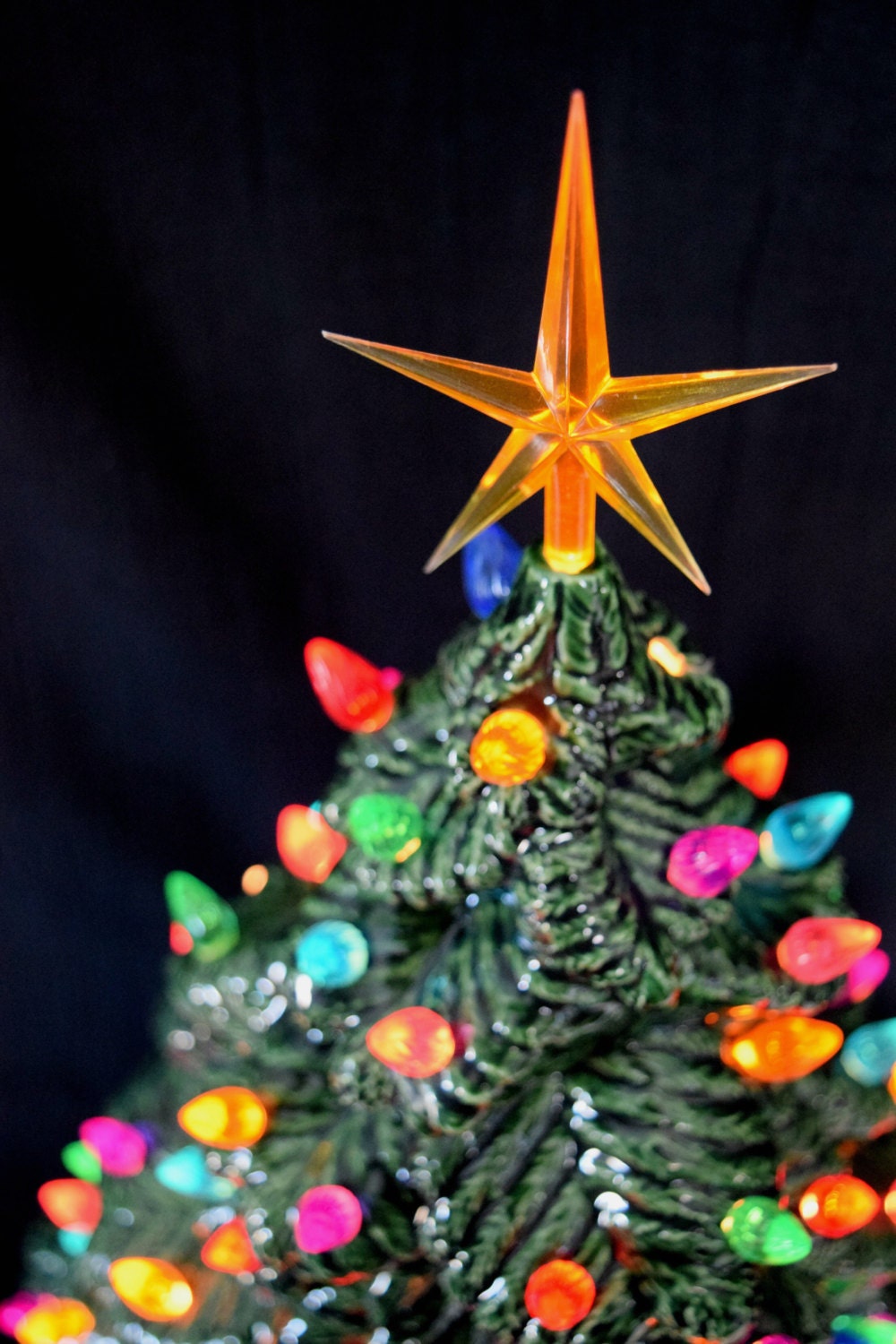 RESERVED for Janice - Ceramic Christmas Tree - Spruce Tree with snow - Extra Large 16 inch - Christmas Decor - Lighted Christmas tree