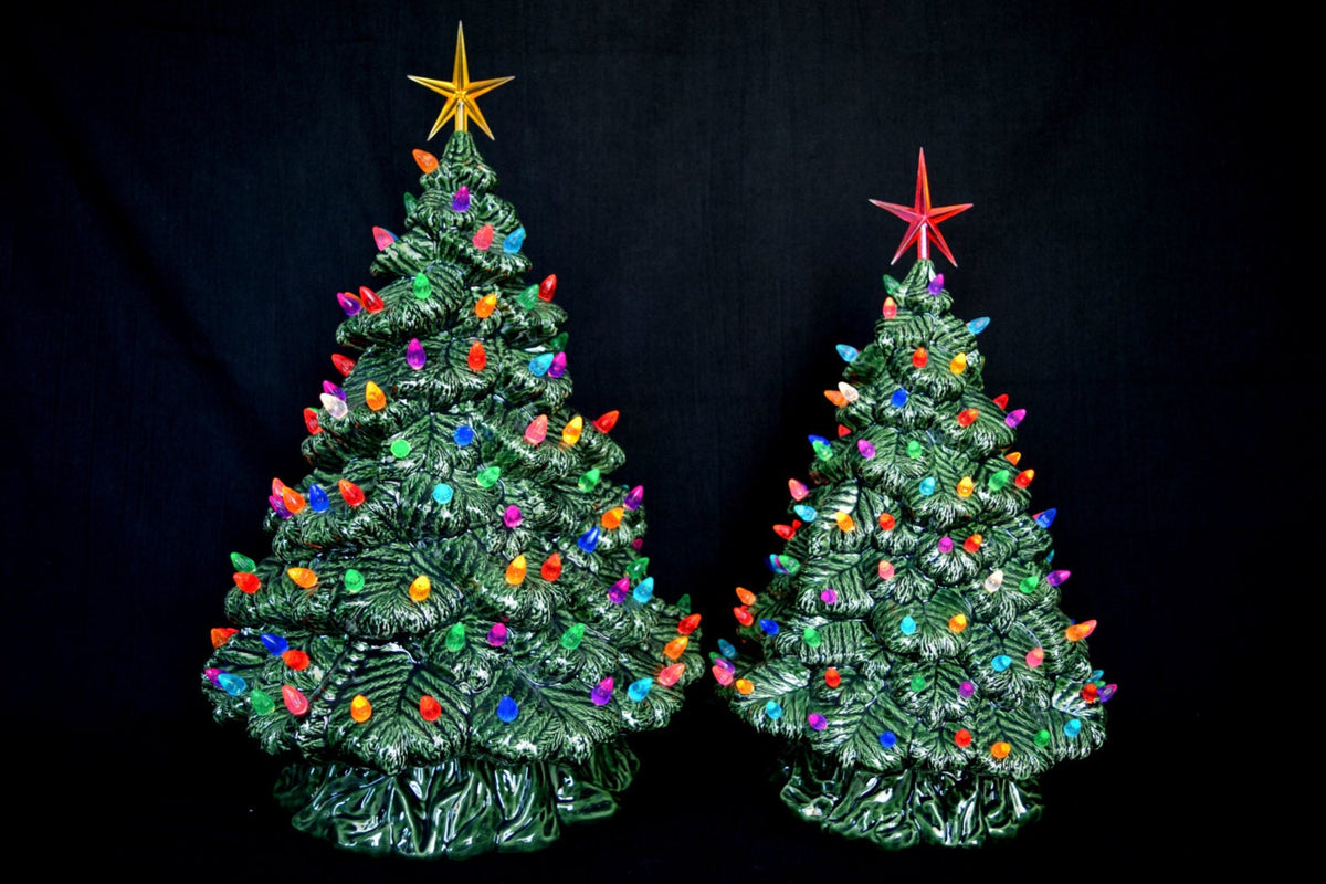 RESERVED for Janice - Ceramic Christmas Tree - Spruce Tree with snow - Extra Large 16 inch - Christmas Decor - Lighted Christmas tree