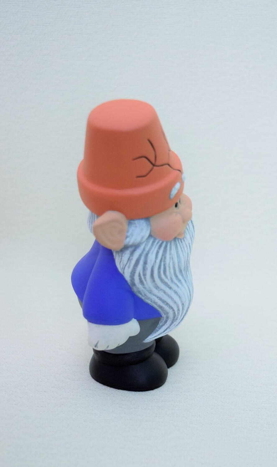 Ceramic Garden Gnome - Fairy Garden Gnome - Garden Gnome with pot for hat - Gnome Figurine - Gift for Gardener - Dwarf - Miniature Gnome