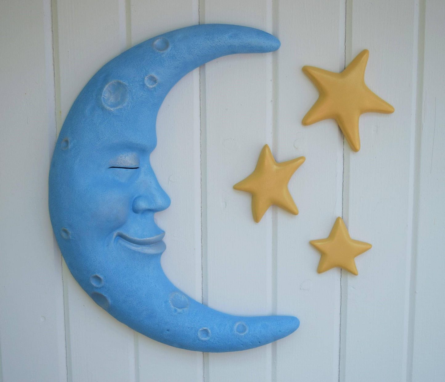 RESERVED - Celestial Moon and stars - Wall Art - Bisque ceramic ready to paint