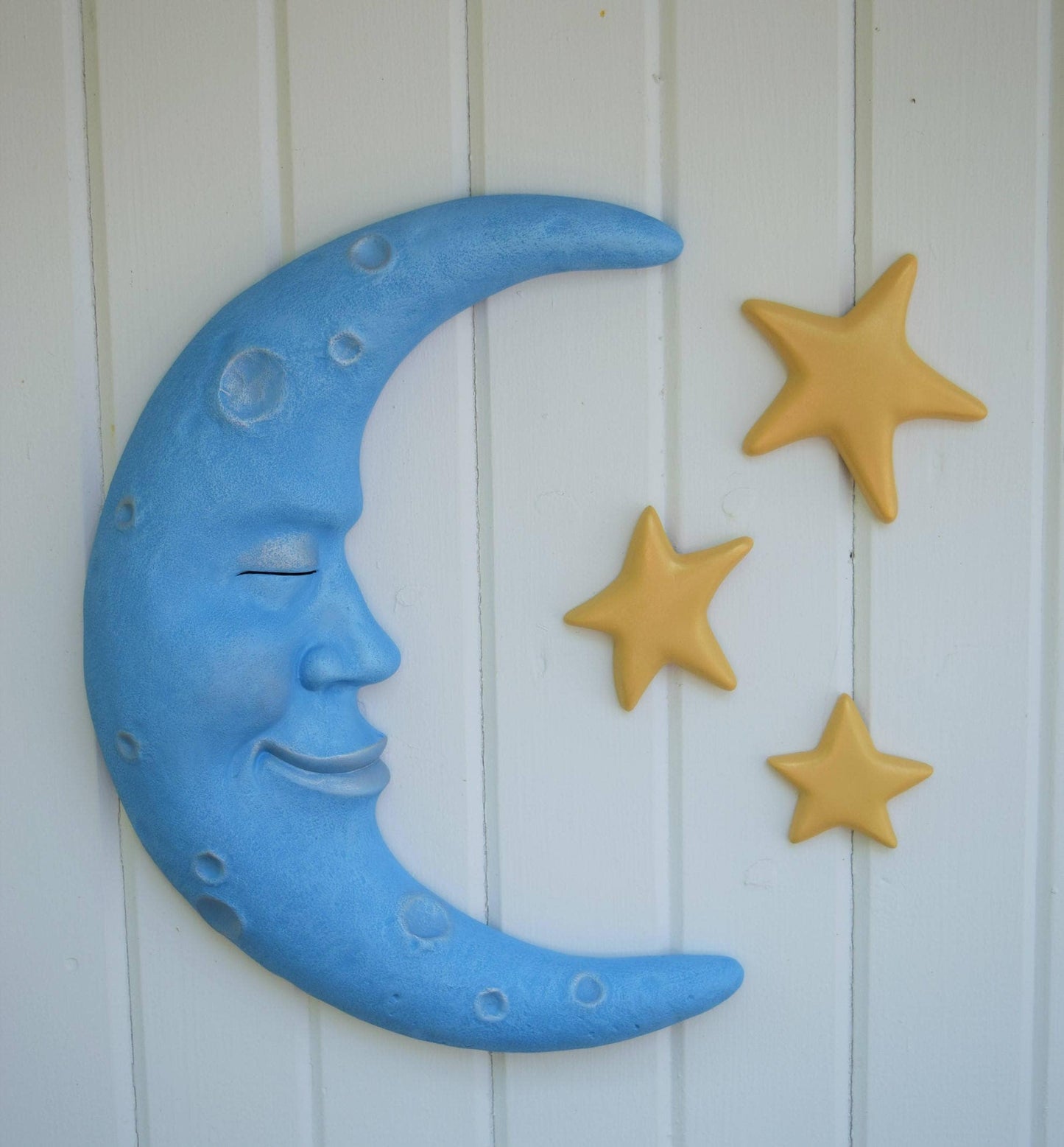 RESERVED - Celestial Moon and stars - Wall Art - Bisque ceramic ready to paint