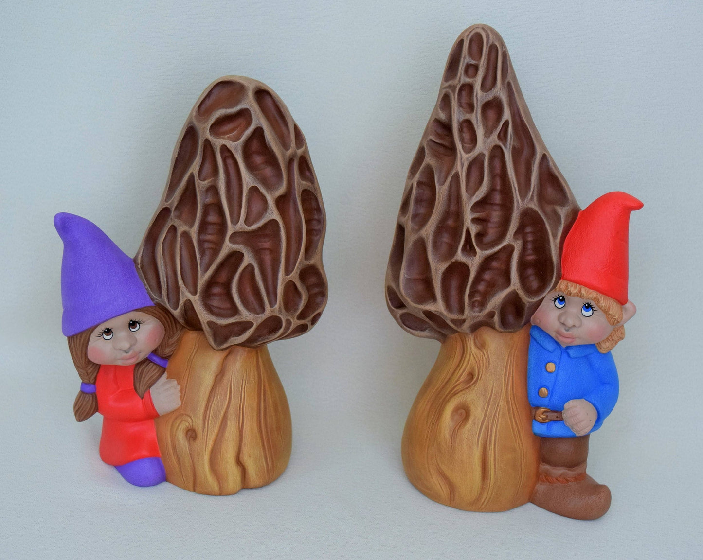 Garden Gnome with a morel mushroom - Little Child gnome