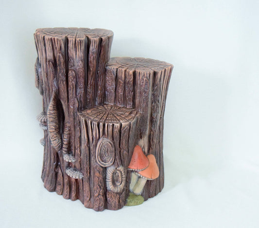 Rustic Woodland Tree Stump Stand: Versatile Wooden Display for Wedding Centerpieces, Home Decor & Yard Art - Teresa's Ceramics