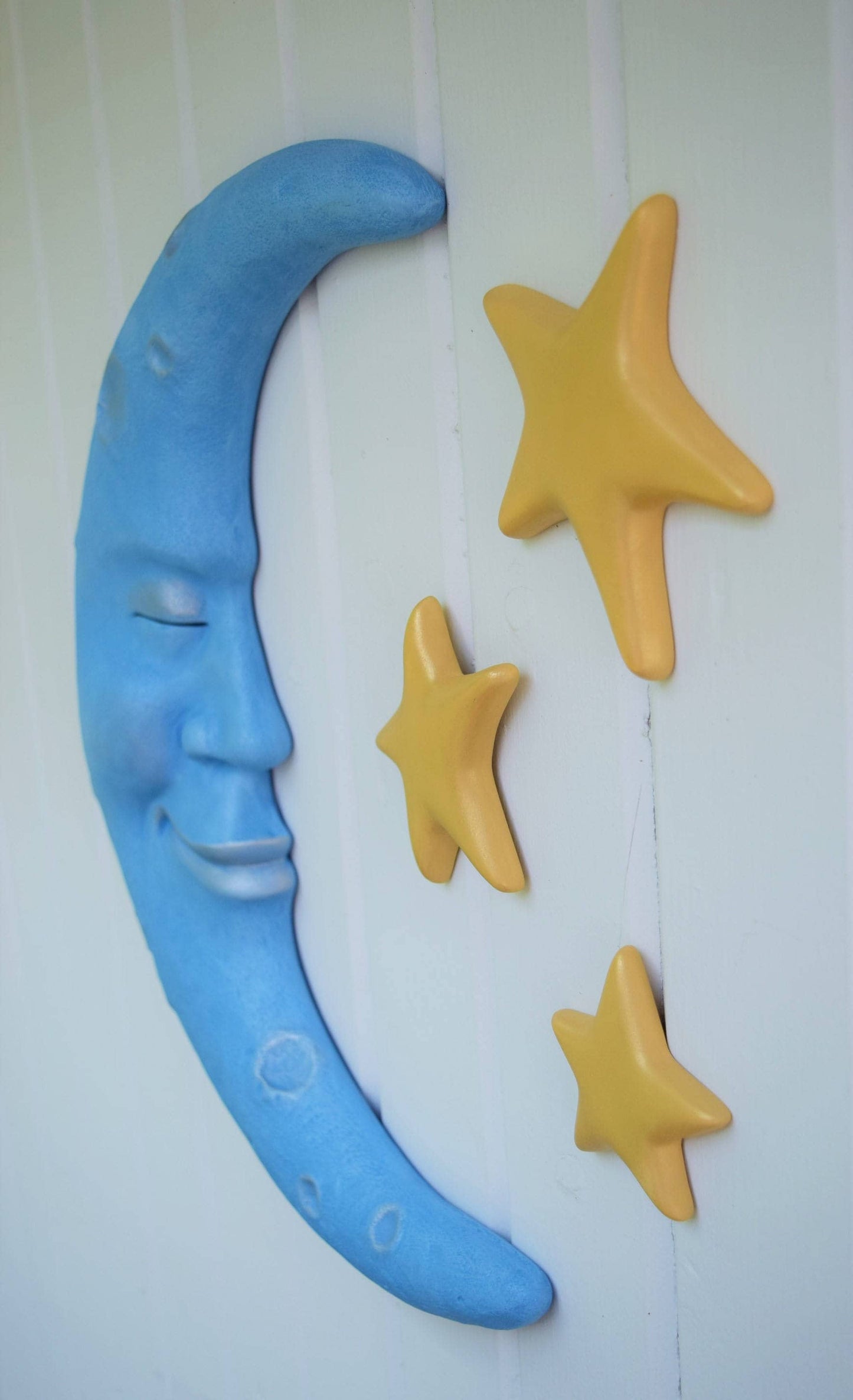 RESERVED - Celestial Moon and stars - Wall Art - Bisque ceramic ready to paint