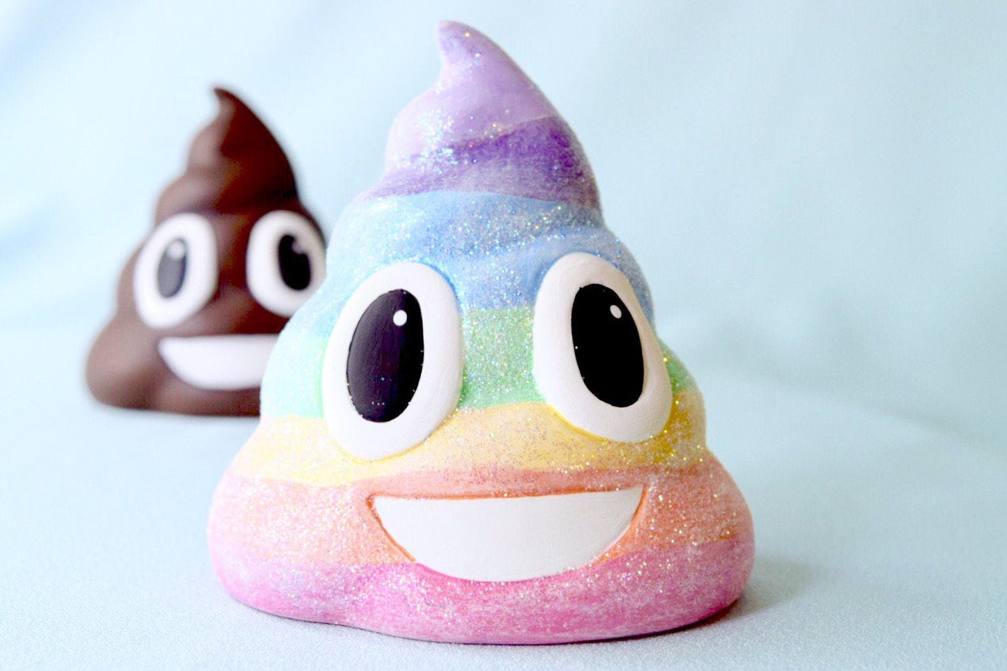 Ceramic Poop Emoji Decor: Funny Bathroom Gag Gift, Birthday Party Favor, Cake Topper, Sparkly Brown Decoration