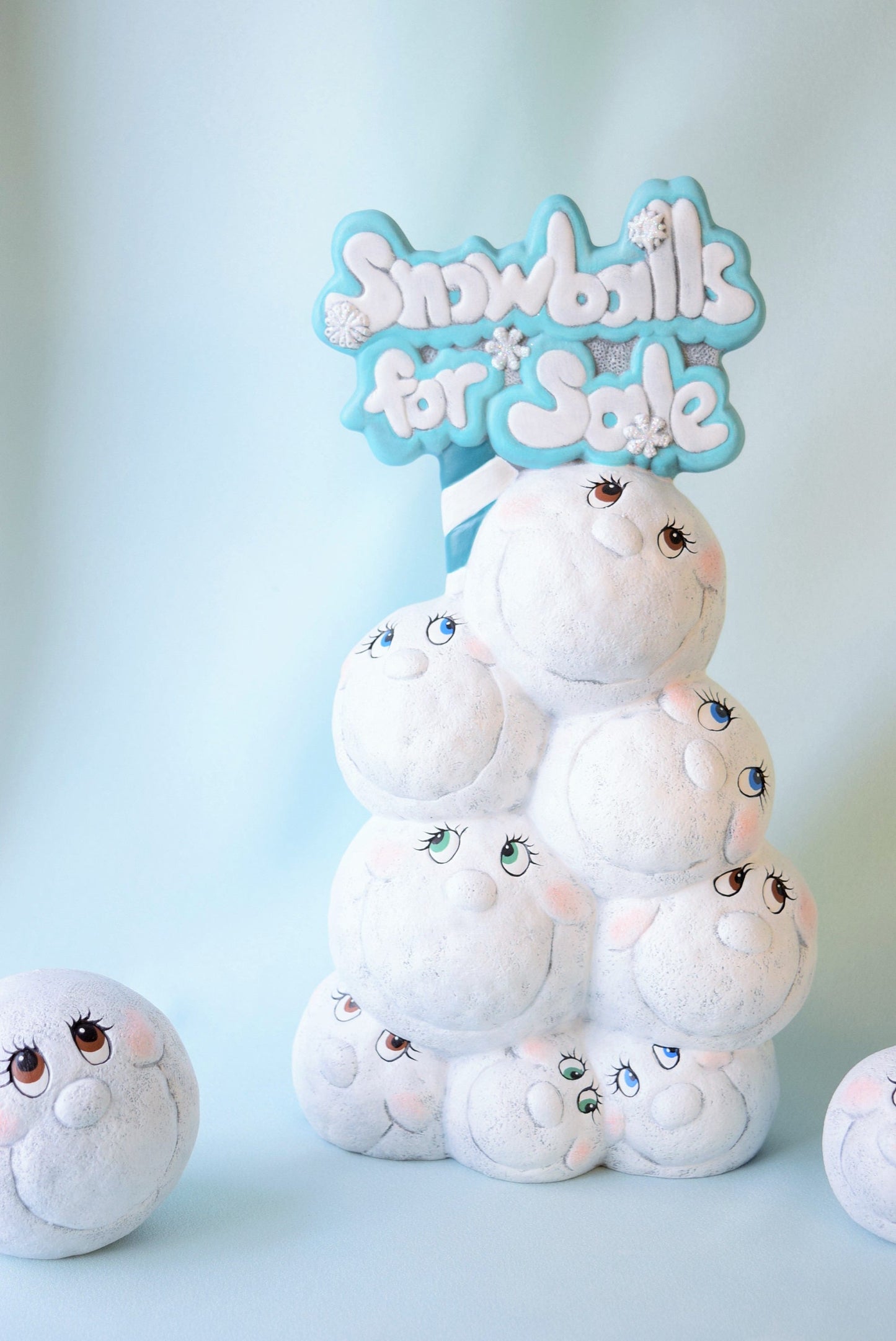 Handcrafted Ceramic Snowball Decorations: Charming Winter Centerpiece for Christmas & Holiday Decor
