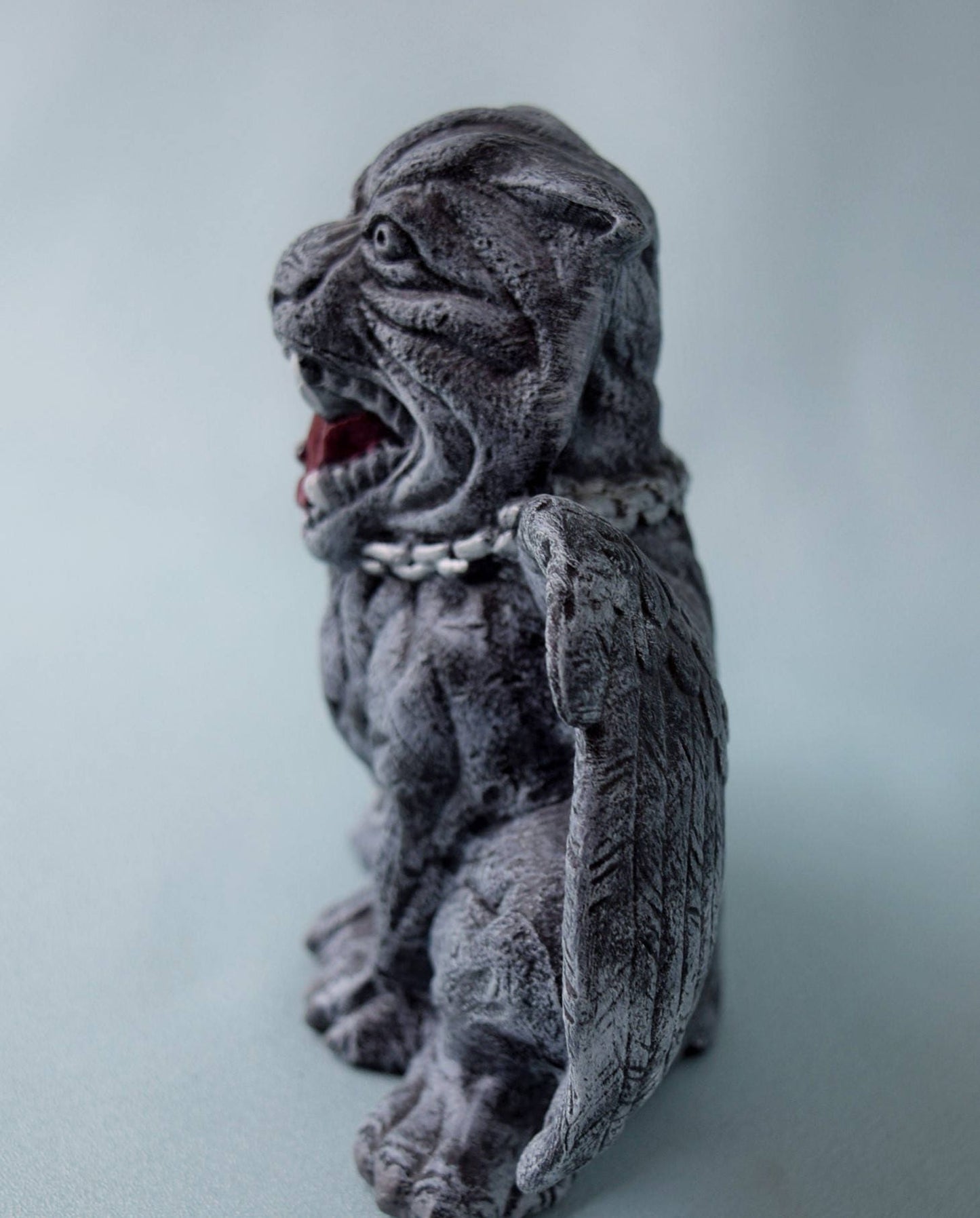 Mystical Gargoyle Dog Statue: Gothic Ceramic Garden Protector, Halloween Decor, Winged Menacing Sculpture
