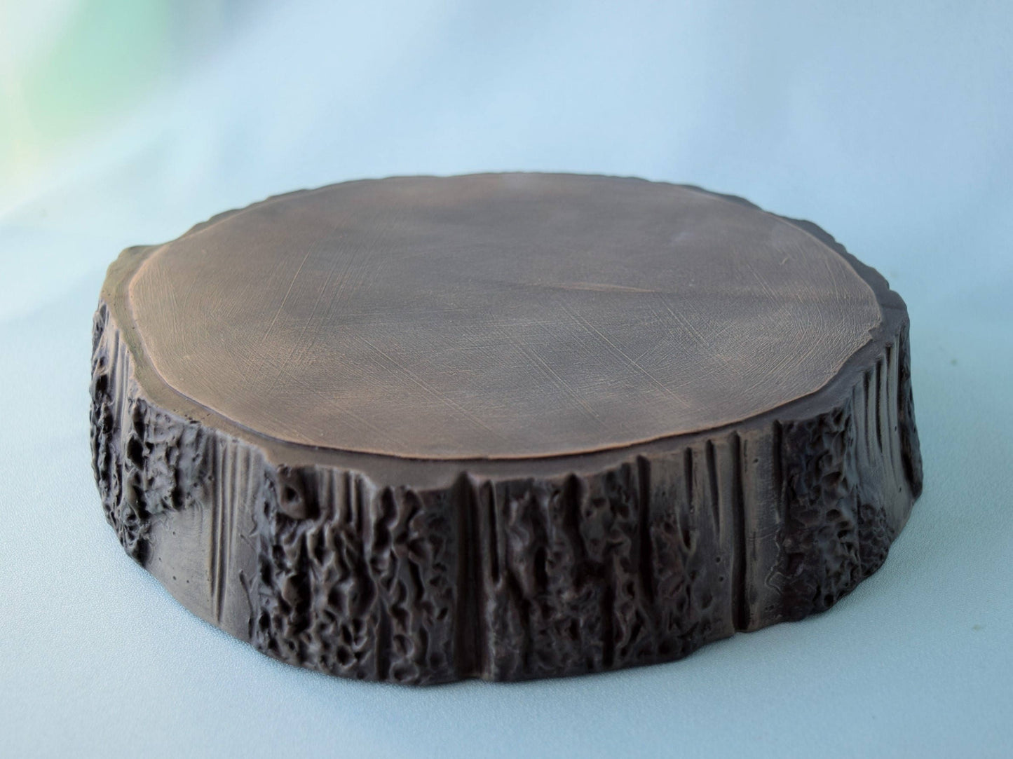 Rustic Faux Wood Stump Display Stand: Woodland Decor, Yard Art, Cake Pedestal, Ceramic Tree Slice