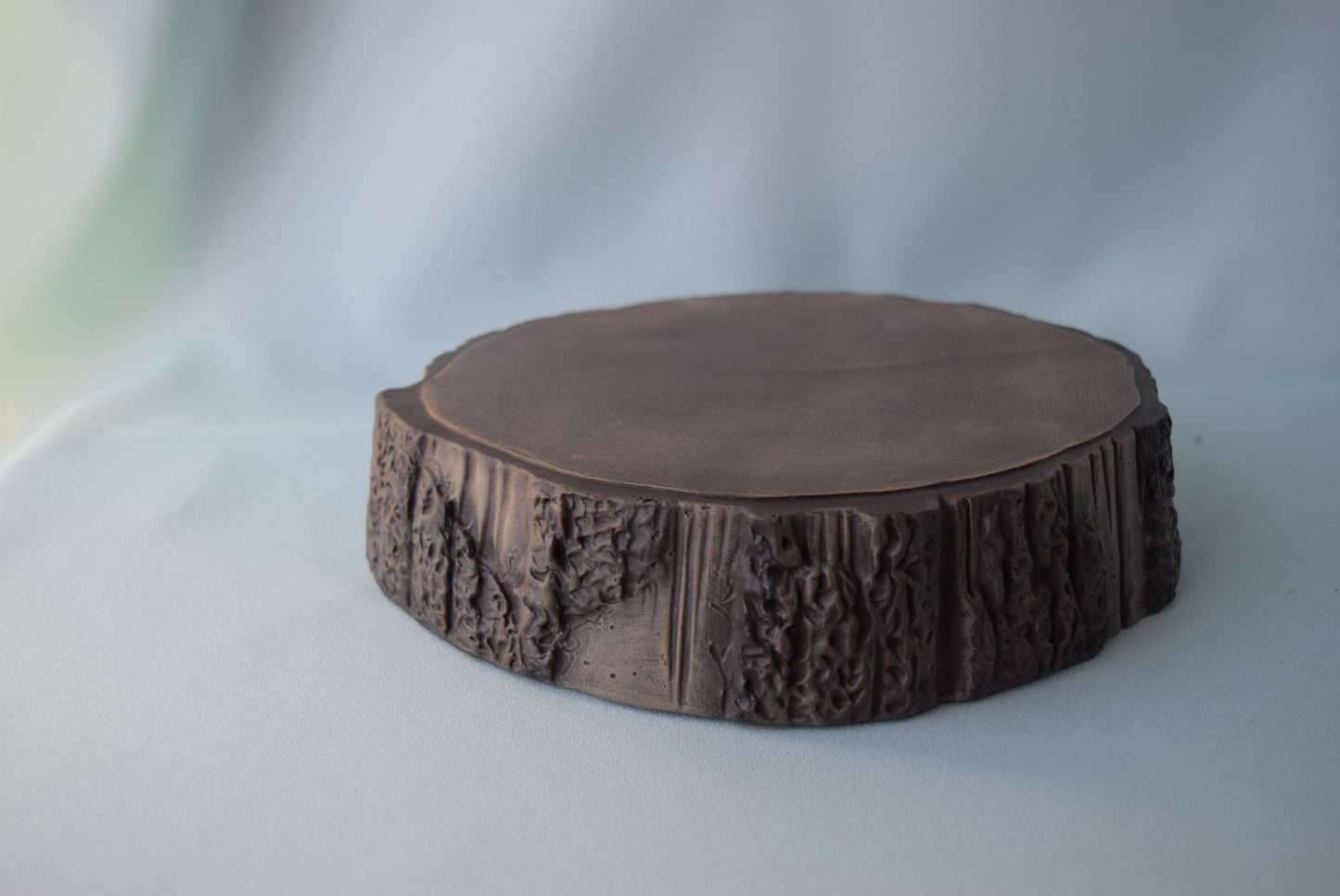 Rustic Faux Wood Stump Display Stand: Woodland Decor, Yard Art, Cake Pedestal, Ceramic Tree Slice