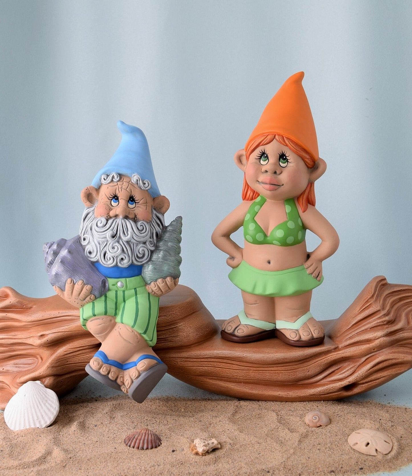 Ceramic Beach Gnome Figurine with Flip Flops - Coastal Summer Decor for Garden, Lake House, Seashore