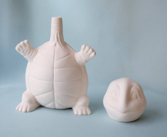 DIY Ceramic Bobble Head Turtle Painting Kit: Unpainted Bisque Figurine for Kids, Crafts & Valentines