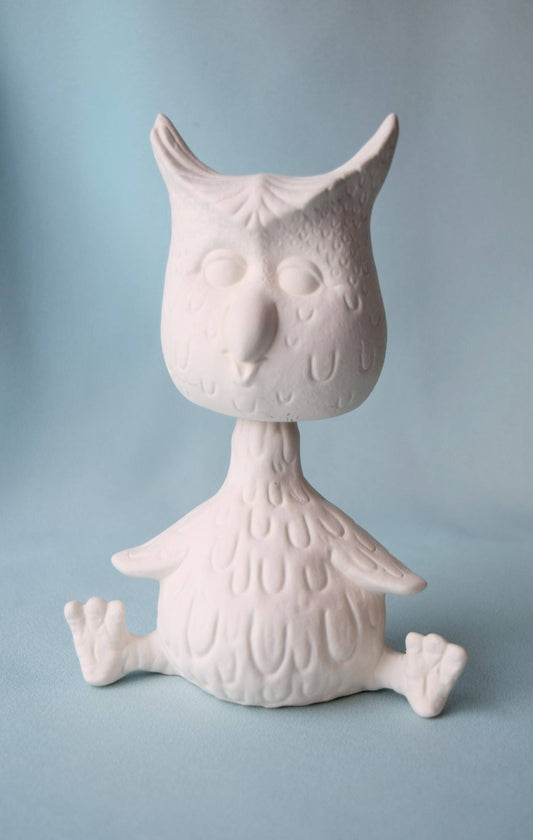 DIY Paintable Ceramic Owl Bobblehead - Craft Project for Kids, Valentine's Gift, Party Activity