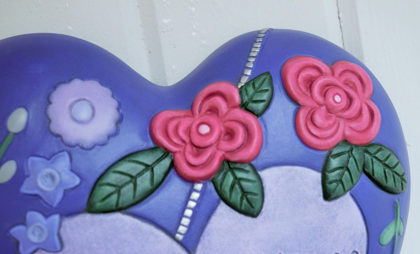 Floral Ceramic Heart Plaque: Valentine's Day Religious Wall Art, Biblical Decor, Spiritual Gift