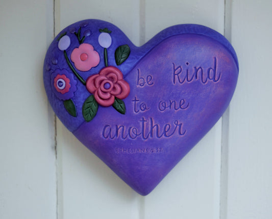 Ceramic Heart Wall Plaque: Floral Biblical Art, Valentine's Gift, Religious Decor, Spiritual Hanging