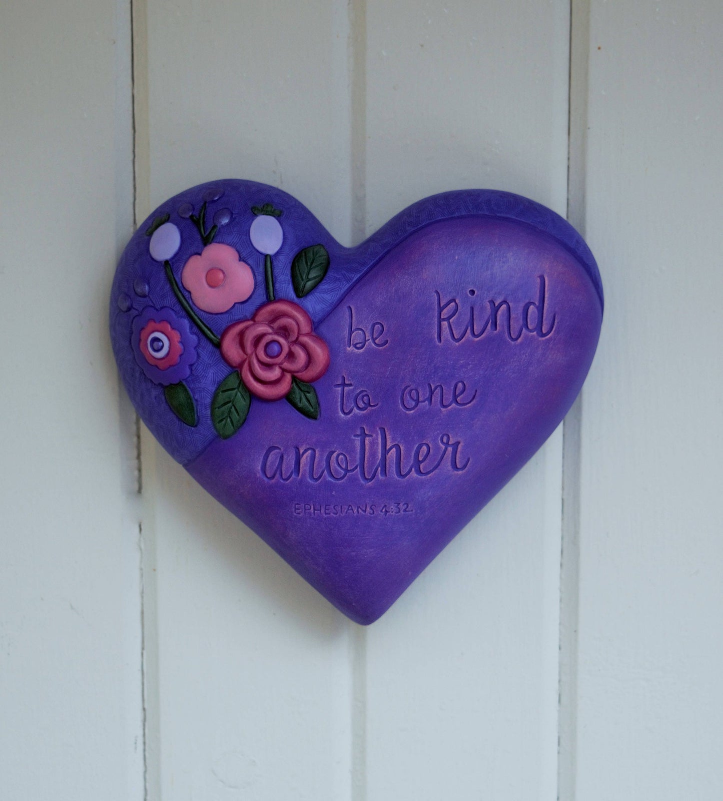 Ceramic Heart Wall Plaque: Floral Biblical Art, Valentine's Gift, Religious Decor, Spiritual Hanging