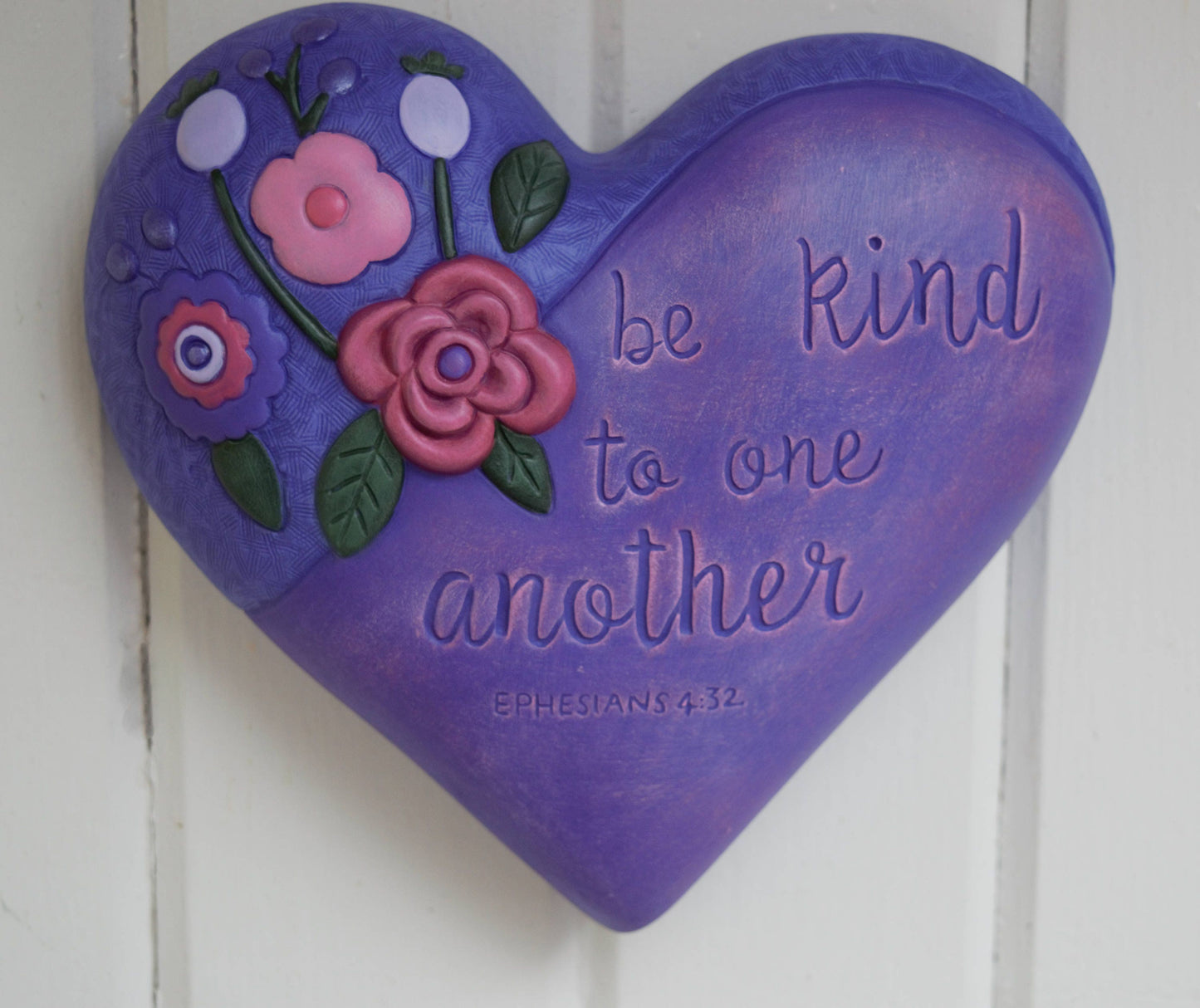 Ceramic Heart Wall Plaque: Floral Biblical Art, Valentine's Gift, Religious Decor, Spiritual Hanging