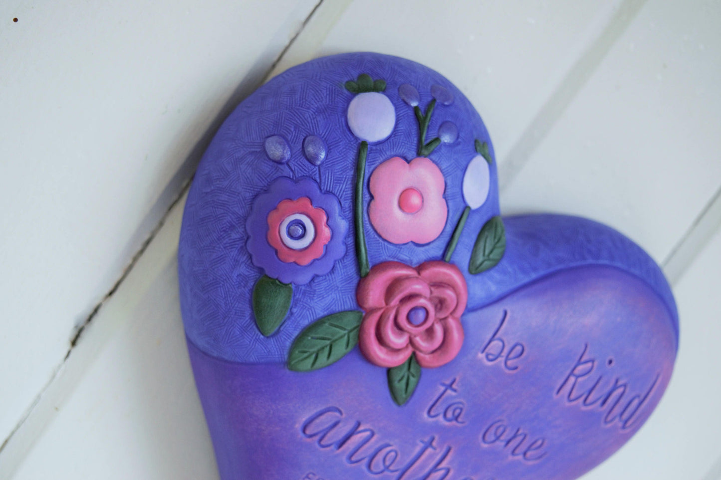 Ceramic Heart Wall Plaque: Floral Biblical Art, Valentine's Gift, Religious Decor, Spiritual Hanging