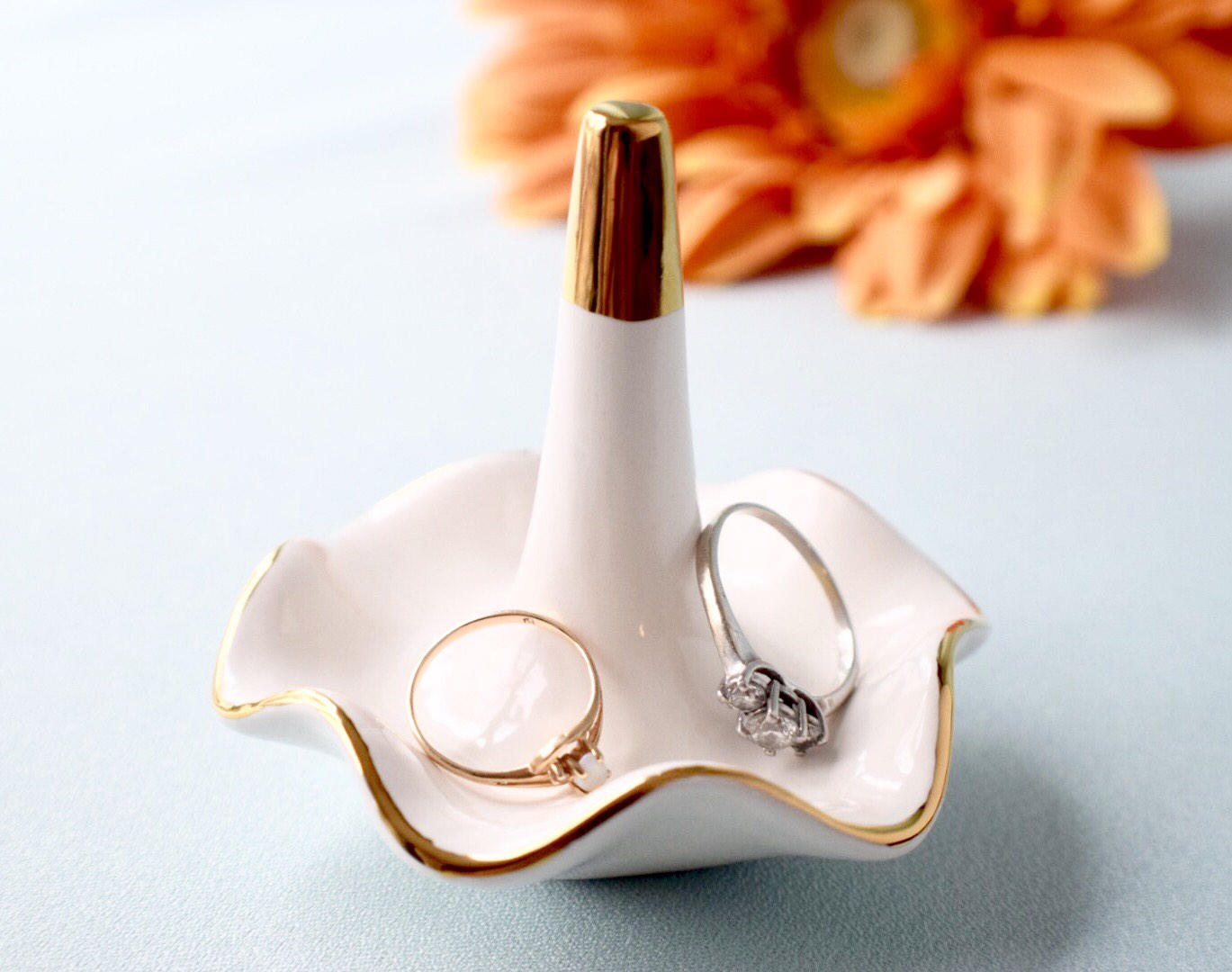 Bridal - Gold - Ring Dish - Maid of Honor - Vintage - Ceramic - Pottery - Wedding Gift - Bridesmaid - Favor - Country Wedding - Classic