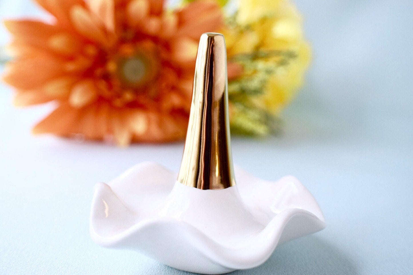 Wedding - Ring holder - Bridesmaid Gift - Maid of Honor - Bridal - Country Wedding - 24 Carat Gold - Ceramic Dish - Wedding Favor