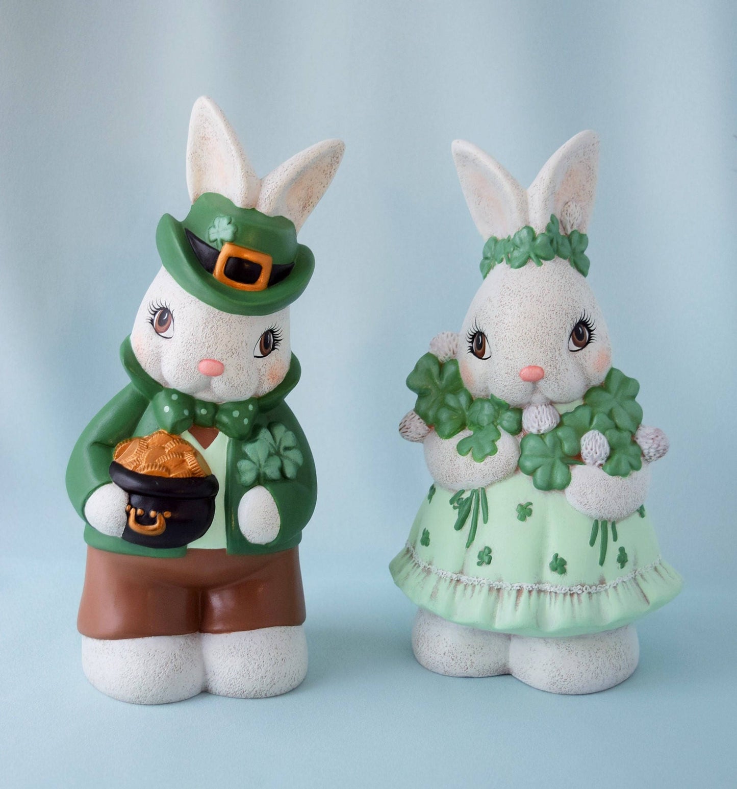 Four Leaf Clover Girl Bunny - Bisque - Ready to Paint Do it Yourself Project