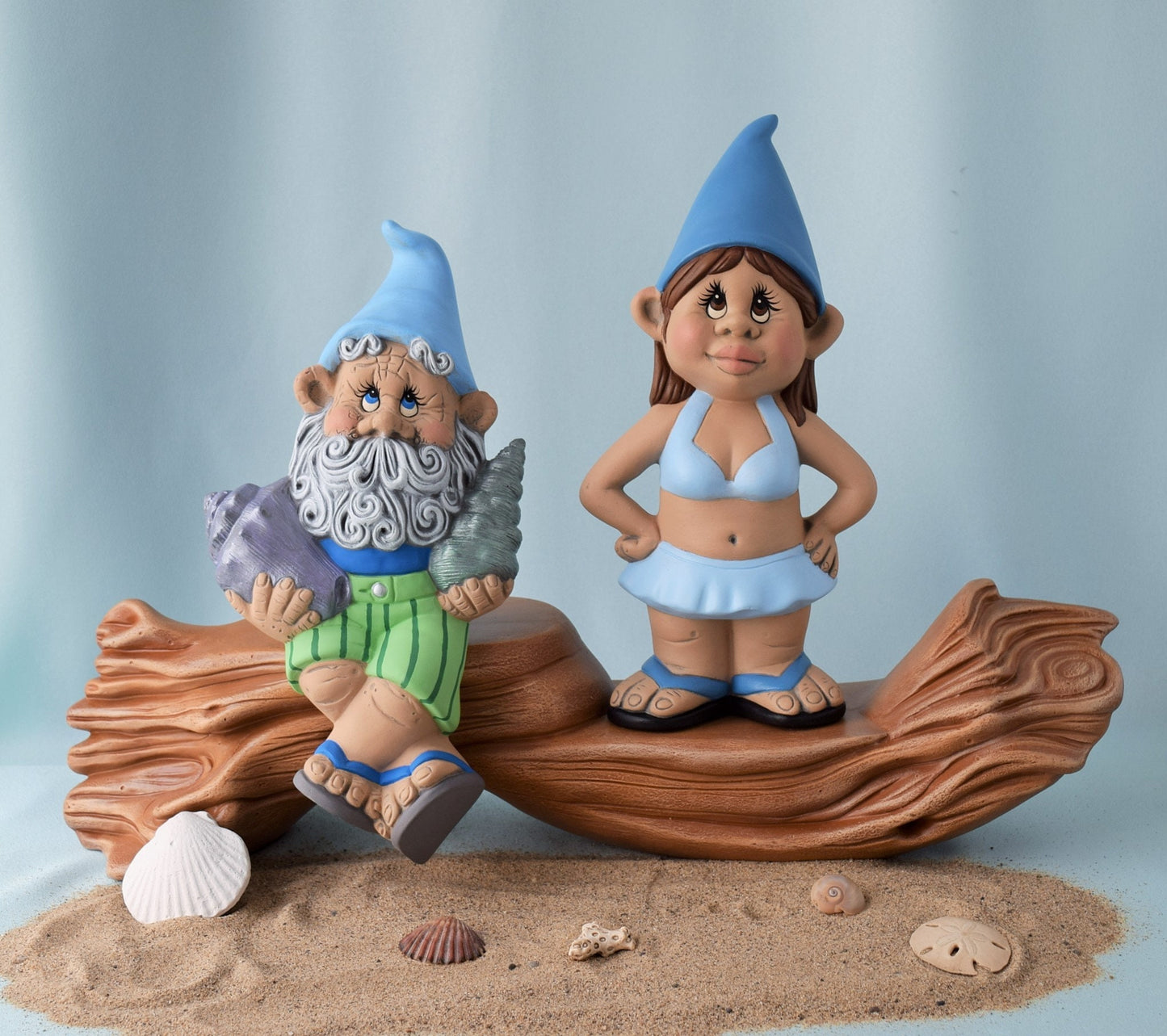Ceramic Beach Gnome Figurine with Flip Flops - Coastal Summer Decor for Garden, Lake House, Seashore