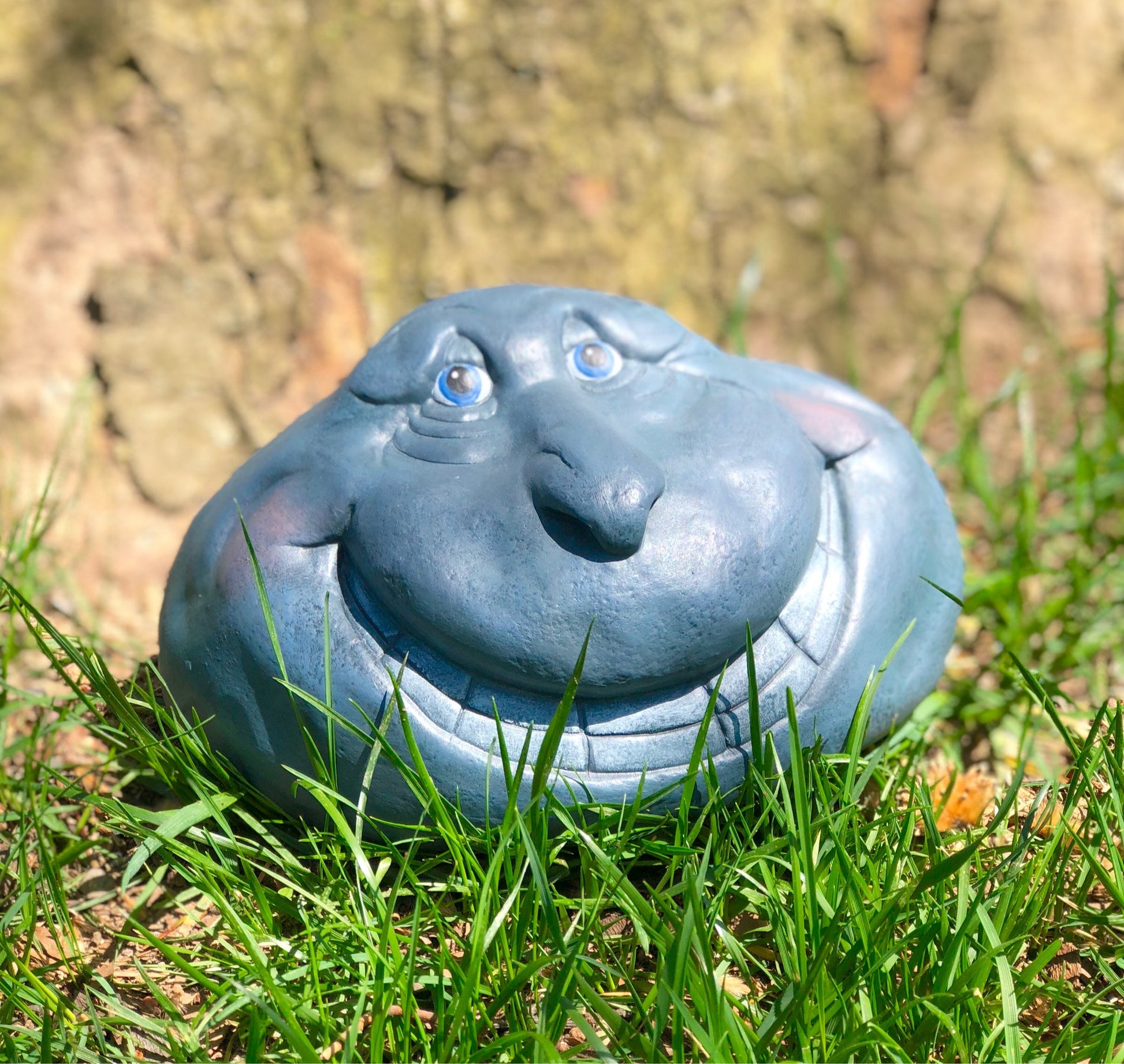 RESERVED for Ashley - Shipping for Beady the Rock: Whimsical Garden Decor | Unique Yard Art with Smirking Face - Teresa's Ceramics