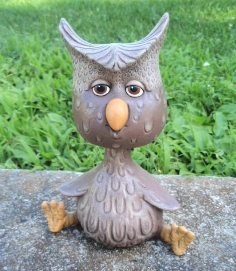 Owl Bobble Head - Wise Owl - Ceramic Owl - Hoot Owl - Teacher Gift - Gifts under 20 - Spotted Owl - Owl Decor - Owl Gift - Bird Decor - Teresa's Ceramics