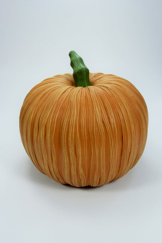 Elegant Ceramic Pumpkin with Straw Stem: Autumn Farmhouse Decor for Halloween and Fall Displays