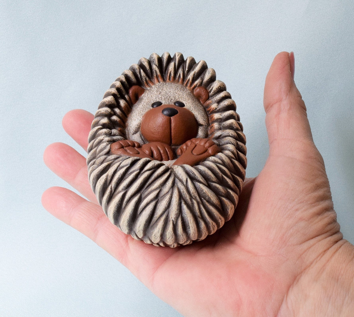 Charming Ceramic Hedgehog Statue: Garden Decor, Yard Art, Outdoor Sculpture, Patio Ornament