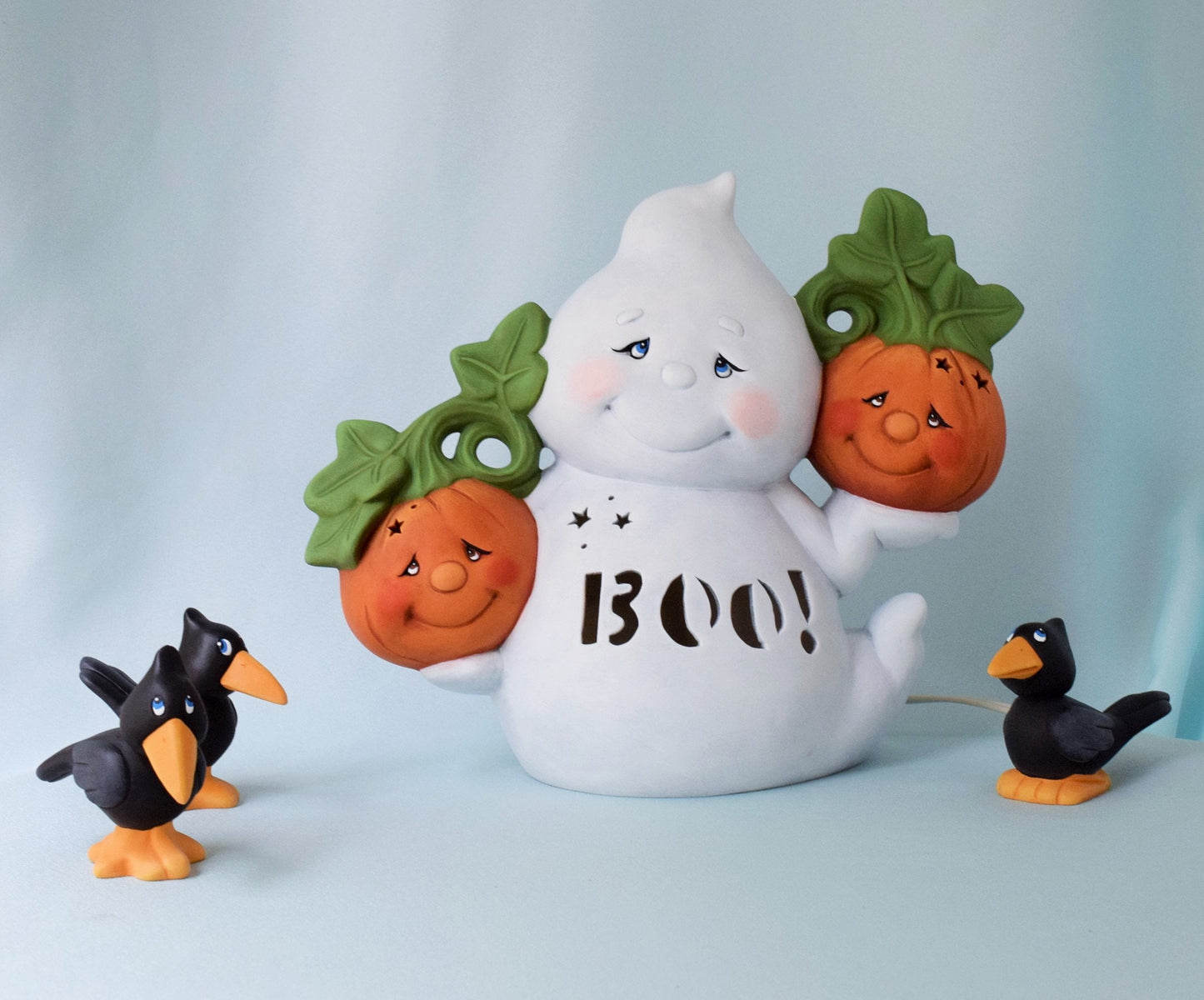 Ceramic Crows - Halloween Decorations - Set of Three Crows - Autumn Decor - Black Birds - Bird Decor - Halloween Bird - Raven
